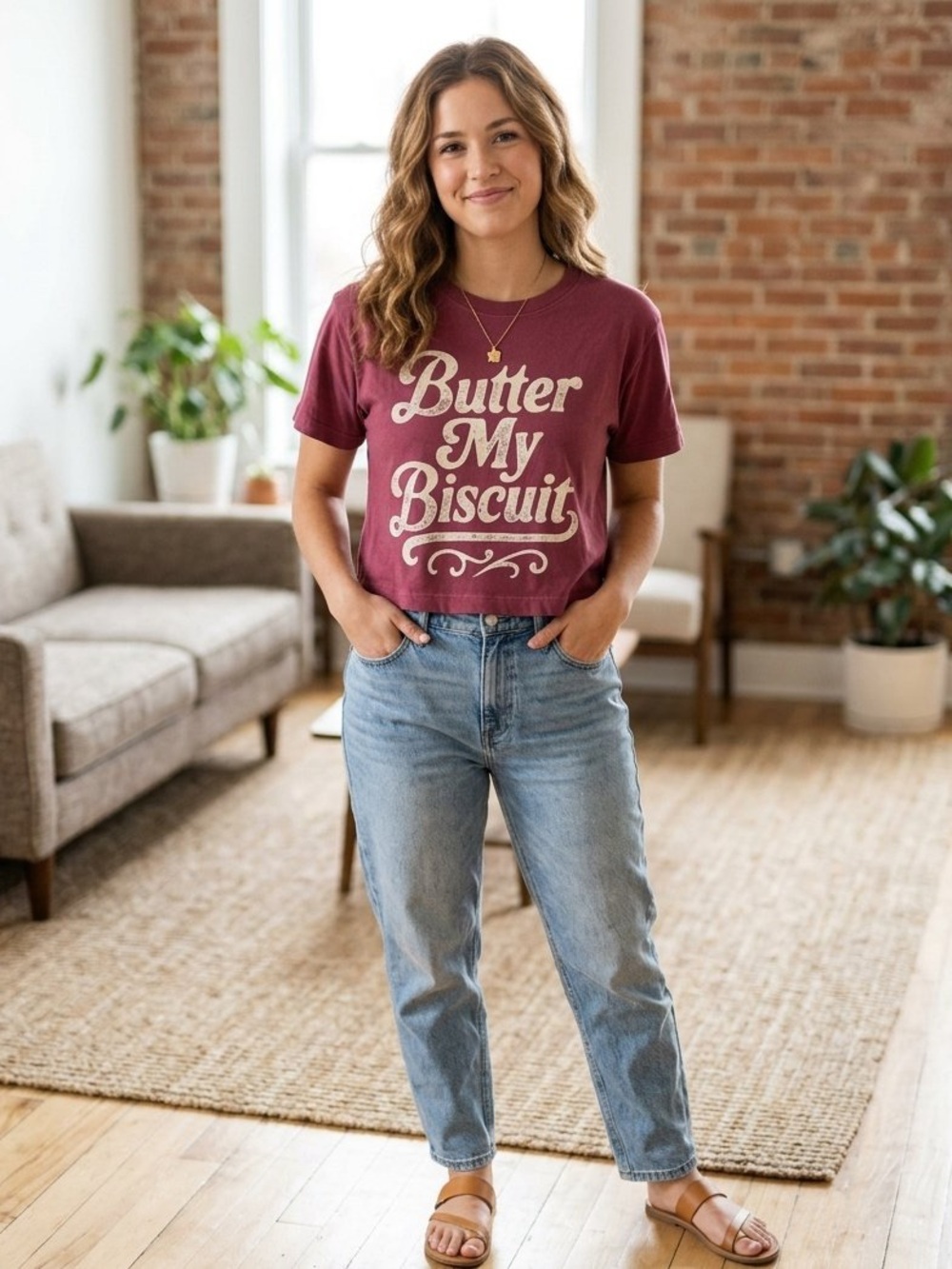 Girl Dangerous • Butter My Biscuit Graphic Tee - Maroon Organic Cotton